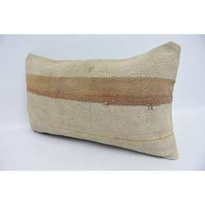 Almohada Kantha de lana Beige a rayas sutiles de 12x20 pulgadas, cojín decorativo tejido esponjoso Vintage de lujo para uso en sofá y suelo - Product Image 4