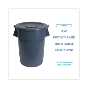 ถังขยะทรงกลมแบบเปิดด้านบน ขนาด 32 แกลลอน สีเทา ผลิตจากโพลีเอทิลีนความหนาแน่นต่ำ - Product Image 5