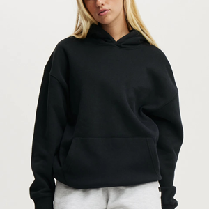 Pull à capuche ample en coton 100% tricoté de haute qualité, streetwear d'hiver, coupe-vent, épaules tombantes, manches chauve-souris, devant - Product Image 2