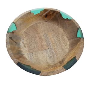 Bol en bois artisanal résine époxy Joint en bois rond vaisselle de service de haute qualité bol à salade rond ensemble de cuillères de service - Product Image 6