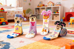 Calcetines Divertidos de Poliéster Premium con Diseño de Perros de Dibujos Animados, Calcetines Cálidos y Acogedores para Interiores, Modernos y Encantadores, Regalo para Amigos - Product Image 2