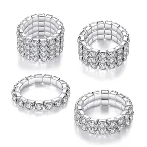 Wholesale cheap gemstone micro pave crystal stretch band ring