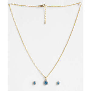 CLARA Juego de Collar y Pendientes de Plata de Ley 925 con Colgante Azul, Joyería Fina - Product Image 3