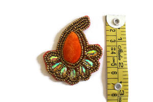 ผ้าปักลายเพสลีย์ประดับคริสตัลรูปหัวใจสีส้มโบราณ งานปักมือด้วยลูกปัด ดีไซน์แบบชาติพันธุ์ สำหรับงานเทศกาล ปี 2026 - Product Image 2