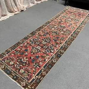 Rug, 3.1x9.7 ft Turkish Rug, <b>Red</b> Camouflage Rug <b>Wool</b> - Product Image 4