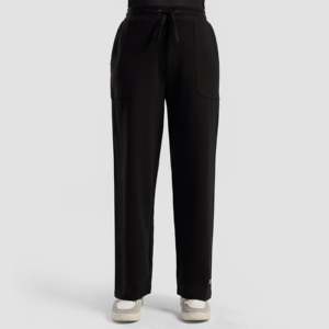 Weekday <b>Black</b> Jogger Sweatpants Size XL 100% Cotton Flare <b>Pants</b> with Zipper Pleat & Pattern Decoration Formal Style Colored Wash - Product Image 2