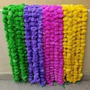 Guirlande de Marigold Artificielle Vintage Élégante Classique pour Décorations de Mariage Indien Haldi Mehendi Toile de Fond Tenture Murale - Product Image 2