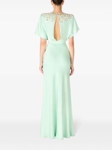 Robe à col rond avec trou de clé au dos robe longue pour robe de soirée manches courtes pour la soirée - Product Image 4