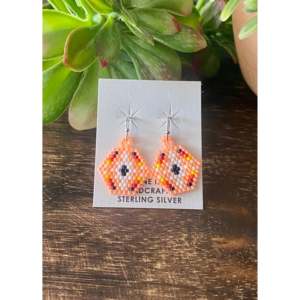 Navajo Multi-Stone & Sterling <b>Silver</b> Beaded <b>Dangle</b> Drop <b>Earrings</b> Handmade Artisan Jewelry - Product Image 1