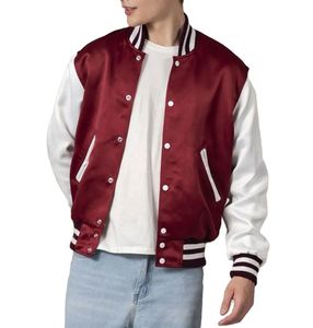 Chaqueta Universitaria de Satén de Doble Capa de Alta Calidad |   Chaqueta Bomber Personalizada de Béisbol, Ropa Urbana de Primavera Transpirable - Product Image 6