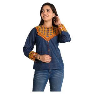 Designer Handmade Denim <b>Jacket</b> Boho <b>Hippie</b> Short Denim <b>Jacket</b> for Women, Stylish Bohemian Outerwear - Product Image 5