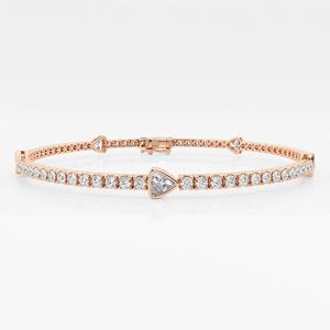 สร้อยข้อมือโรสโกลด์10K สวยที่มีเพชรกลมล้านล้านรูปทรงเหมาะสำหรับการปลูกในห้องปฏิบัติการโรแมนติกและของขวัญแต่งงาน - Product Image 1
