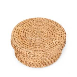 Juego de 6 Posavasos Artesanales de Nácar con Borde de Ratán Natural y Caja de Ratán Tejida a Mano - Product Image 5