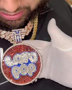 Venta al por mayor personalizado 925 Plata Hip Hop Bling colgante Lato POP color moissanite chapado en oro para hombres boda fabricado - Product Image 2