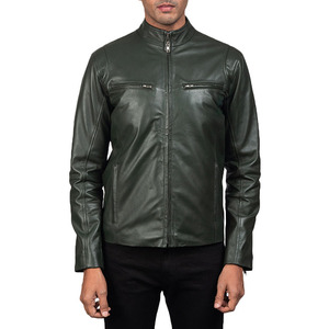 Leather <b>Jackets</b> New Fashion Men Solid Color with Zipper Perfectly Stitched Different Men's Leather <b>Jacket</b> - Product Image 3