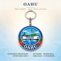 ODM Pulau Oahu Hawaii Pearl Harbor Memorial Souvenir Hadiah Turis Cetak UV Paduan Seng Enamel Lunak Gantungan Kunci Hibiscus
