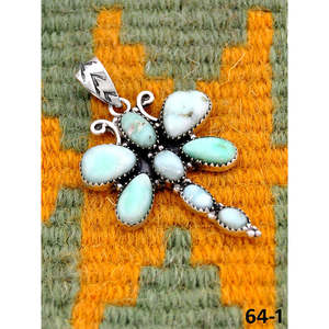 Pendentifs faits main Paloma et libellules en argent sterling avec incrustation de turquoise sertie en clos, style Southwest - Product Image 3