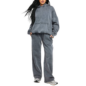 เสื้อฮู้ดผู้หญิงแบบสวมหัวผ้าฟลีซคุณภาพสูง พิมพ์โลโก้ตามสั่ง เป็นมิตรต่อสิ่งแวดล้อม สไตล์สตรีทแวร์ ล้างสีแบบแอซิดวอช สำหรับฤดูใบไม้ร่วงและฤดูหนาว น้ำหนัก 360 กรัม ขายส่ง - Product Image 4