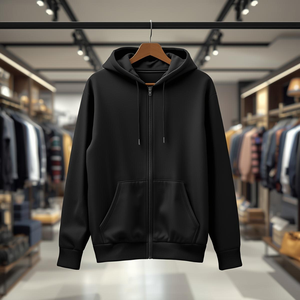 Sudadera con Capucha Negra Bordada para Invierno, Chaqueta de Forro Polar con Impresión Digital y Opciones de Marca Privada OEM/ODM - Product Image 1