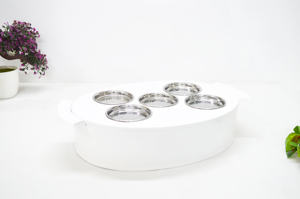 Vantage Fancy Luxuries Blanc Ovale Fruits Secs Poudre Enduit Fleur Motif Plateau Ovale En Relief Plateau Plateau Look Classique Serveur Offre Spéciale - Product Image 6