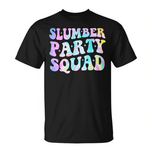 T-shirt Tie Dye Slumber Party Squad à manches courtes en coton, col rond, unisexe, pour adolescents, pyjama pour soirée pyjama, réunion de famille - Product Image 2
