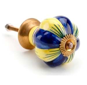 Perillas y tiradores de cerámica pintados de azul, proveedor mayorista de perillas de armario de cajón de puerta ecológicas - Product Image 1