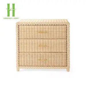 New Designs Rattan Nightstand OEM Design Customize Handmade Cabinet Handmade From Vietnam Wholesale Factory Drirectly