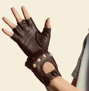 Guantes de Motociclista de Cuero Personalizados de Medio Dedo para Motociclistas Profesionales con Diseño de Logotipo Personalizado - Product Image 1