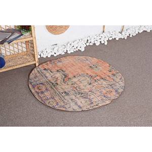 Alfombra de retales de lana Vintage, naranja, azul, hecha a mano, área grande, patrón rectangular, 3,3x3,3 pies, látex duradero, bambú, seda, poliéster - Product Image 2