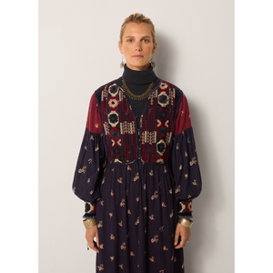 GINERVA Robe d'été élégante en crochet respirante à motifs floraux pour femme de bureau, tenue de loisirs, style naturel Vagator Marino - Product Image 2