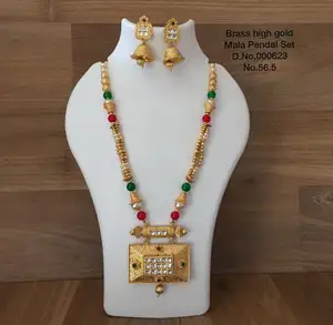 Ensemble de bijoux de mariée en or pour femmes, collier de mariage, boucles d'oreilles pour femmes - Product Image 1