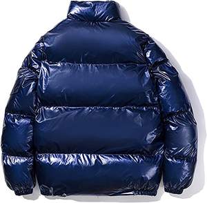 Veste matelassée à col montant personnalisée pour hommes pour l'hiver Veste en duvet brillante avec logo à l'avant - Product Image 2