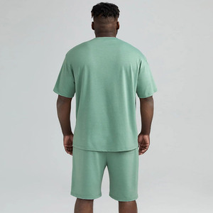 Ensembles de t-shirts courts en éponge française 100% coton pour hommes, décontractés et respirants, ensemble t-shirt et short à manches courtes, vente en gros - Product Image 5