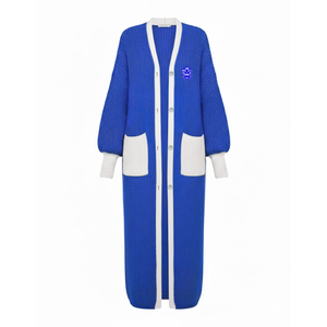 Suéter Largo de Punto Acrílico de Alta Calidad de la Hermandad Zeta Phi Beta, Estilo Informal, Abierto por Delante - Product Image 1