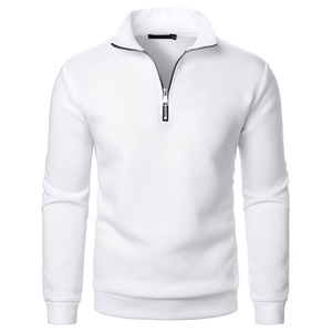 Casual 1/4 Half Zip Hoodie Hommes Couleur Solide À La Mode Hommes Pull À Capuche - Product Image 3