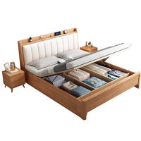 "Panneau de Bois Minimaliste Super King Size Cadre de Lit en Bois avec Rangement"