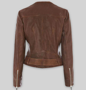 แจ็คเก็ตหนังแฟชั่นใหม่สำหรับผู้หญิง แจ็คเก็ตหนังกันลมสำหรับผู้ชายและผู้หญิง สไตล์สั่งทำพิเศษ แจ็คเก็ตหนัง Charlotte Burnt หลายแบบ ปี 2006 - Product Image 2