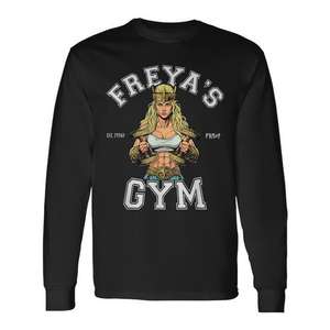 T-shirt d'entraînement à manches longues Freya's Gym, vêtements promotionnels inspirés de la déesse nordique - Product Image 1