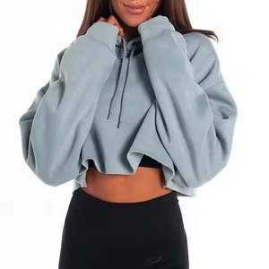 Sweat à capuche en coton vierge à manches longues pour femmes Gym Tops à capuche avec service OEM Vente en gros du fabricant - Product Image 4