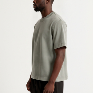 Camiseta Unisex de Cuello Redondo y Manga Corta, 250GSM, Transpirable, Ecológica, con Patrón 3D Vintage, de Algodón Jersey, Diseño Casual Liso, Tejida - Product Image 2