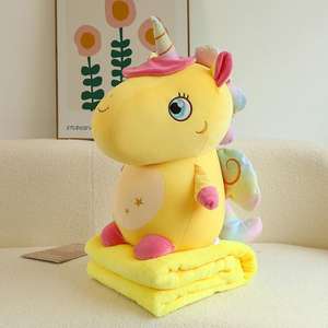 أحدث لعبة ديناصور وحيد القرن محشوة للجلوس مع وسادة للقيلولة وبطانية مدمجة، لحاف كرتوني للتكييف - Product Image 3