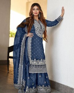Beautiful Silk Wedding Wear Top-Salwar Kameez with Heavy Embroidery and <b>Party</b> Occasion - Product Image 1