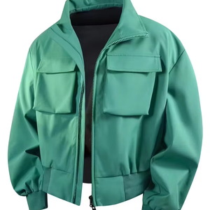 Veste de travail robuste pour homme, manteau d'extérieur à fermeture éclair intégrale avec grandes poches zippées, fermeture éclair intégrale, col montant, coupe ample - Product Image 1