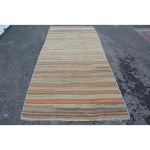 4.6x10.3 ft Vintage Large Rug, <b>Brown</b> Orange Turkish Bordered <b>Wool</b> Rug - Product Image 1