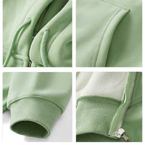 Sweat à capuche surdimensionné d'hiver de haute qualité pour hommes, technique de broderie en polaire à fermeture éclair, col à capuche teint uni - Product Image 6