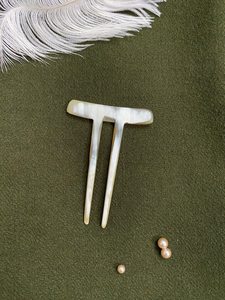 Bâtons de cheveux et épingles à cheveux en corne de buffle de luxe chic contemporain style fleur sculptée artisanat classique rencontre design contemporain - Product Image 3