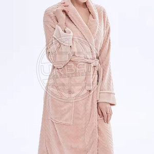 Bata de Baño de Algodón Tejido Ligero de Alta Calidad para Mujer, con Logotipo Frontal, Suave, Lisa, de Manga Larga, para Invierno/Primavera, para el Hogar - Product Image 4