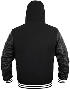 Veste universitaire unisexe pour hommes et garçons en cuir véritable avec mélange de laine et fourrure imperméable, vêtements d'hiver décontractés, grande taille - Product Image 2