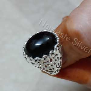 Handmade 925 Sterling Silver Black Onyx <b>Ring</b> Natural Oval Gemstone Inlay <b>Statement</b> Jewelry July Birthstone Gift - Product Image 2