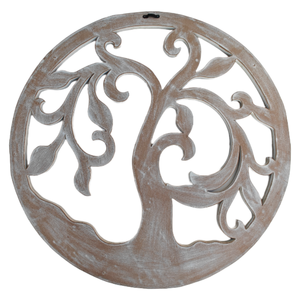 Handmade <b>Wall</b> Art <b>Leaf</b> Carved <b>Wall</b> Panel Natural White Wash Distressed Wooden Round Frame Decorative for Living Room <b>Decor</b> - Product Image 5